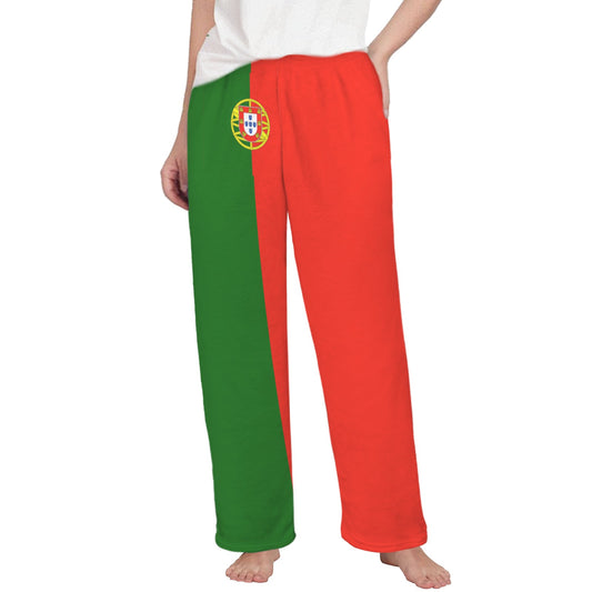 Portugal Flag Inspired Women's Flannel Pajama Trousers