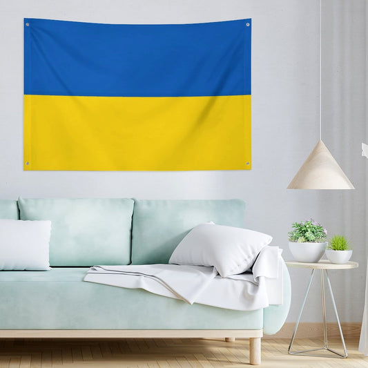 Ukraine Flag Inspired Wall Mount Flag with Four Grommets (35x59 in)