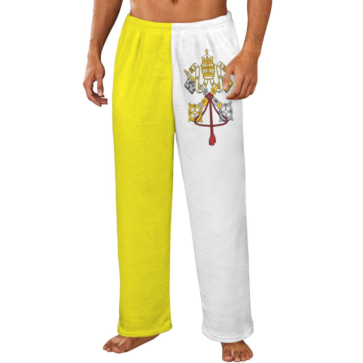 Vatican City Flag Inspired Men's Flannel Pajama Trousers Printed in the USA