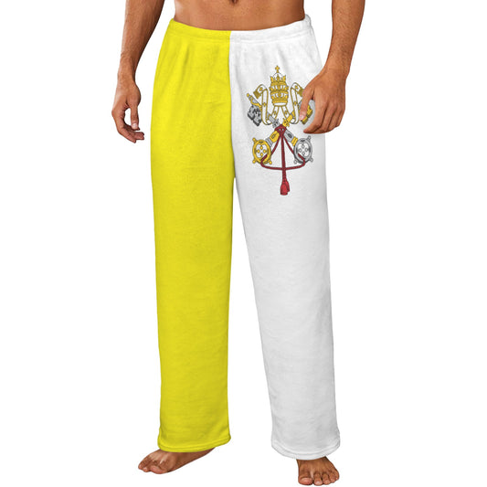 Vatican City Flag Inspired Men's Flannel Pajama Trousers Printed in the USA