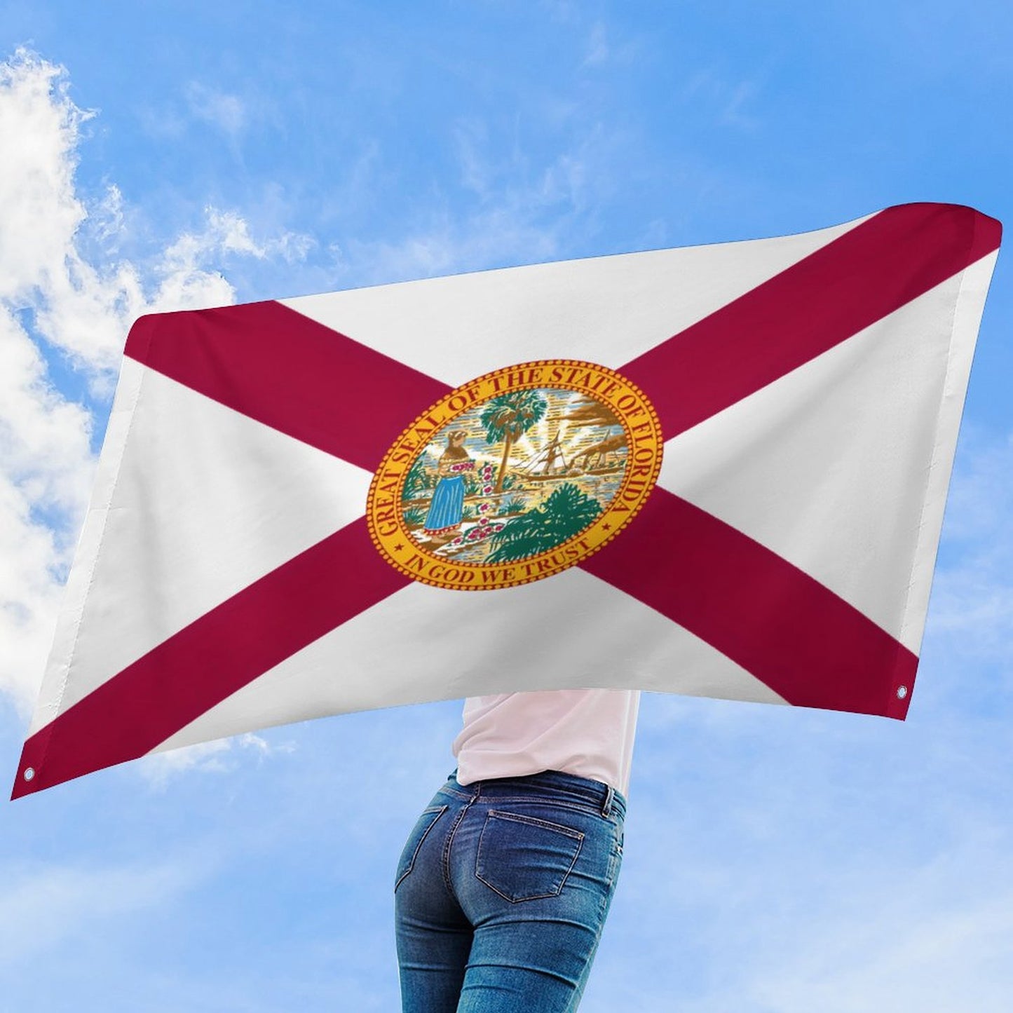 Florida Flag Inspired Wall Mount Flag with Four Grommets (35x59 in)