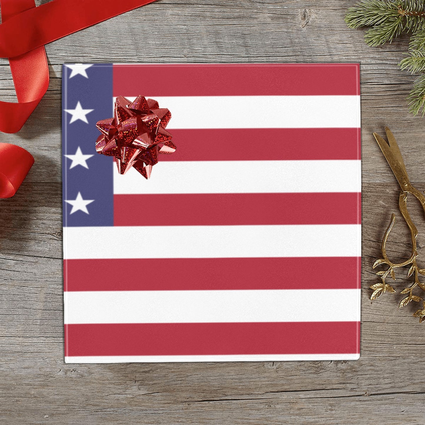 USA/American Flag Inspired Custom Gift Wrapping Paper 58"x 22.5" (4 Rolls)