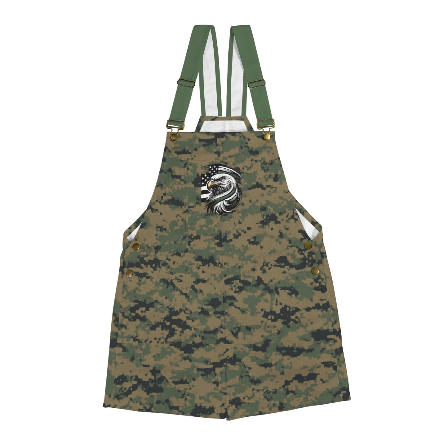 Thin Green Line Flag Inspired Eagle on Digital Camo Unisex Suspender Jumpsuit