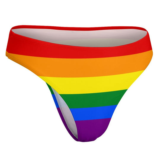 Rainbow Flag Inspired T-Back Thong Bikini