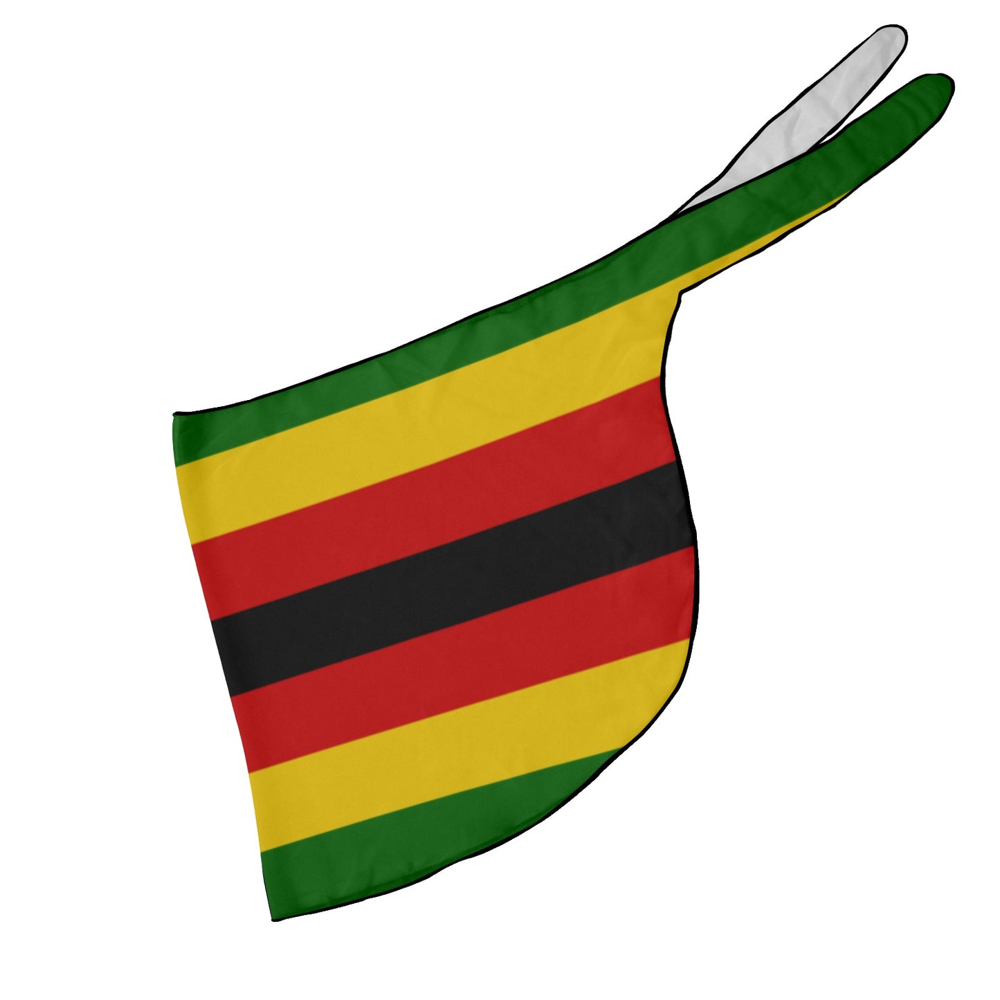 [Brand] hair bonnet with colorful stripes: yellow, red, black, green.