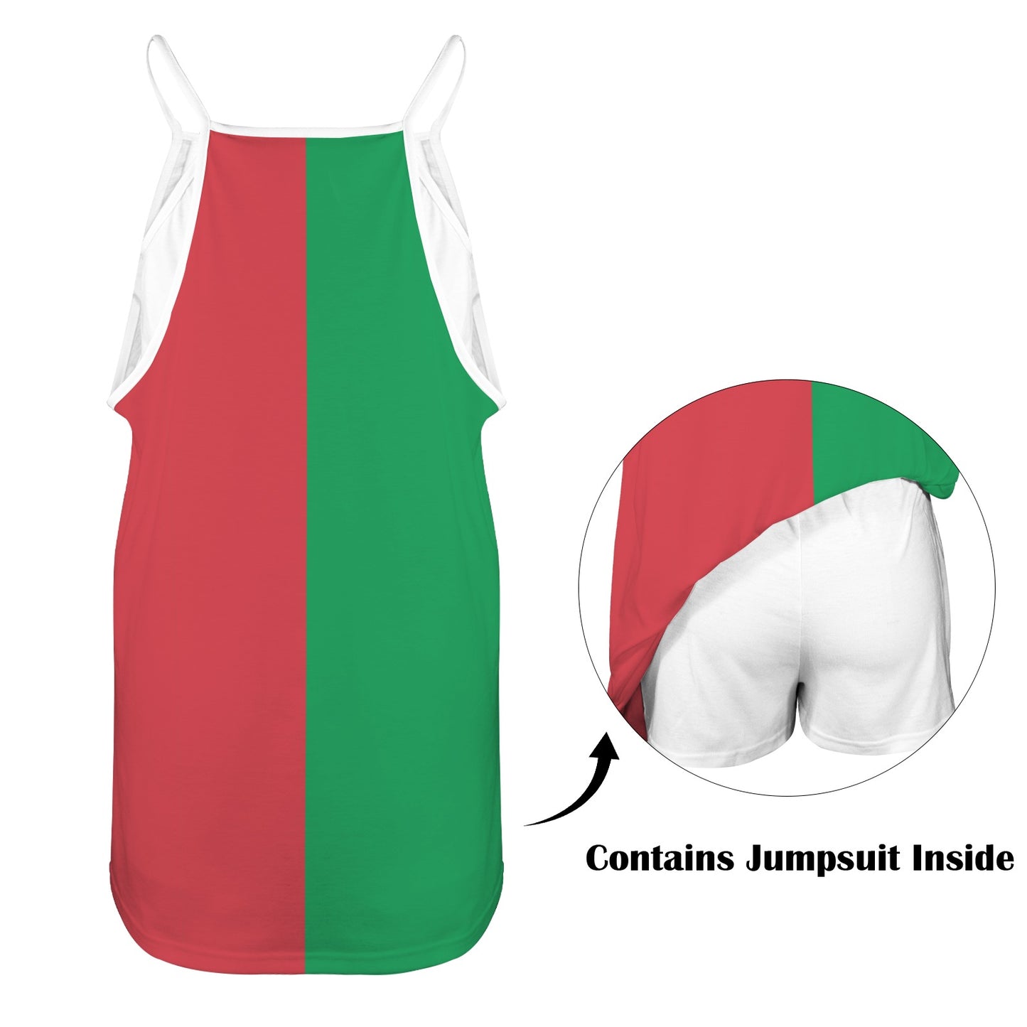 Italy Flag Inspired Women's Double-Layered Camisole Dress