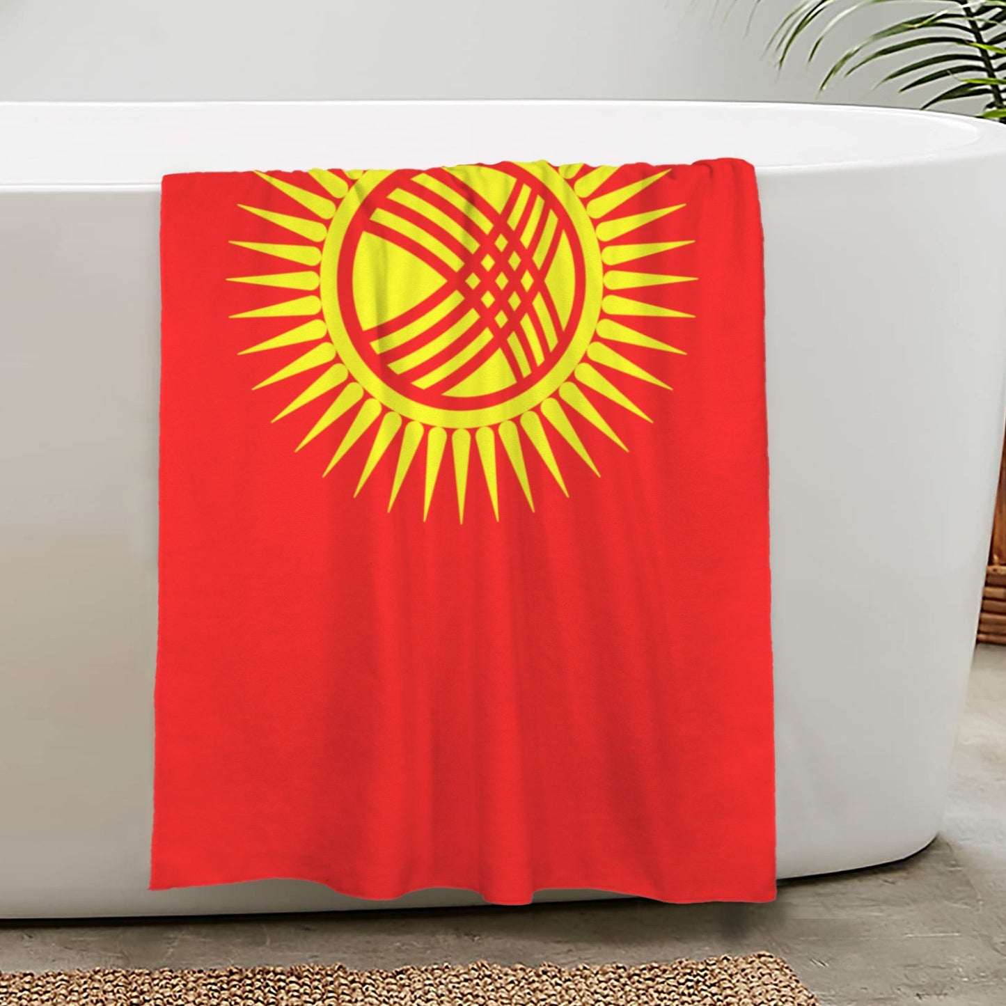 Kyrgyzstan Flag Inspired Custom Bath Towel 29"x58"(Made in USA)