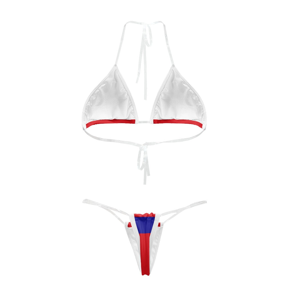 Belize Flag Inspired Transparent String Bikini