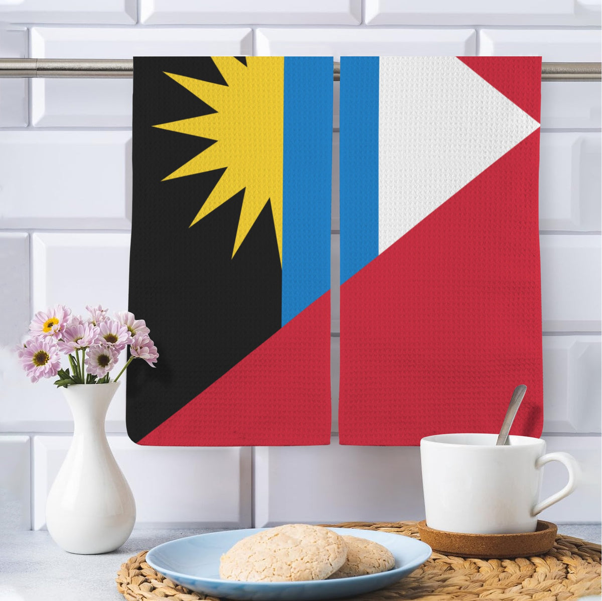Antigua and Barbuda Flag Inspired Kitchen Towel 40X60cm (Pack of 2) | Printed In the USA