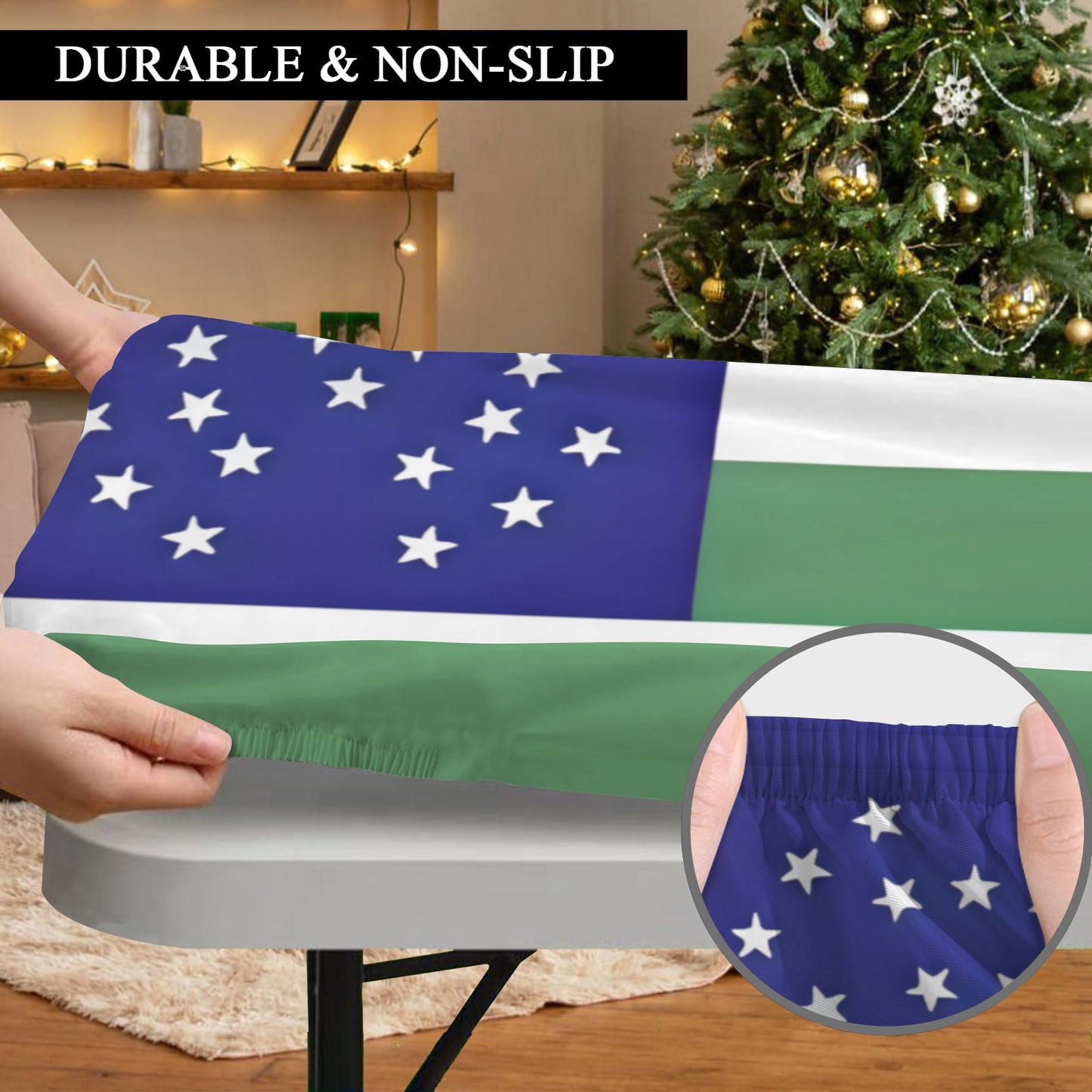 NYPD Flag Inspired Custom Elastic Fitted Tablecloth 72x30 inch (Made in the USA)