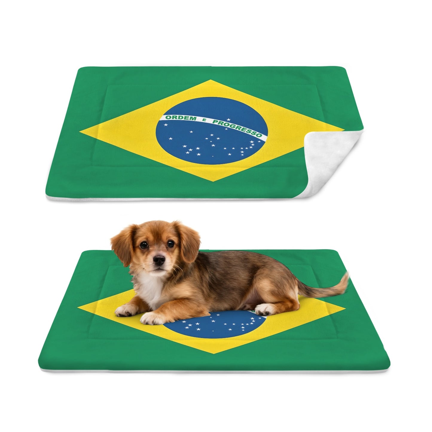Brazil Flag Inspired Pet Mat 25x18inch (Made in the USA)