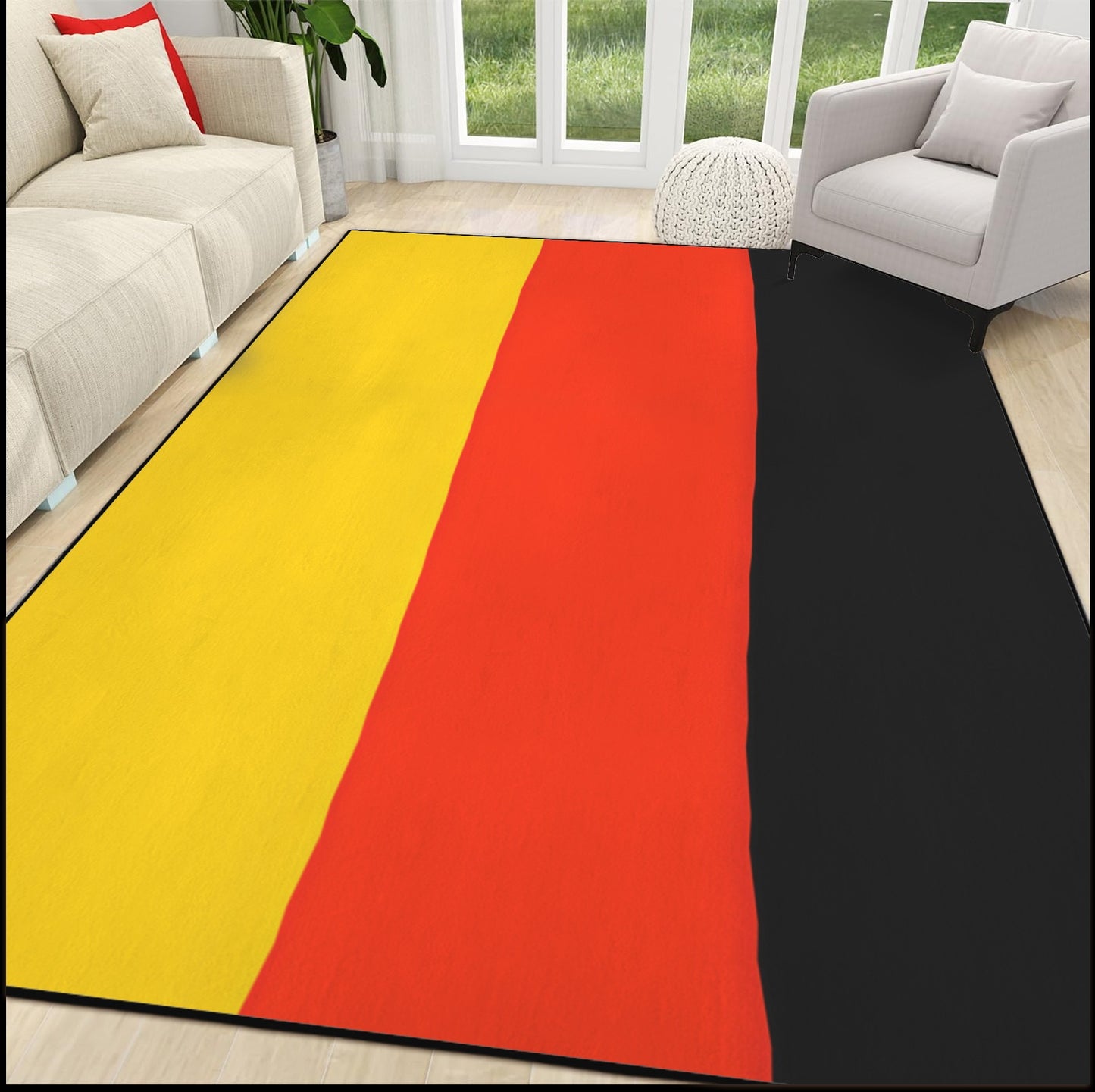 Germany Flag Inspired 84x60 Inch Area Rug with Black Binding (Made in the USA)