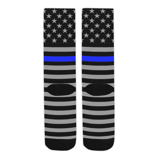 Thin Blue Line Flag Inspired Crew Socks | Ships from USA