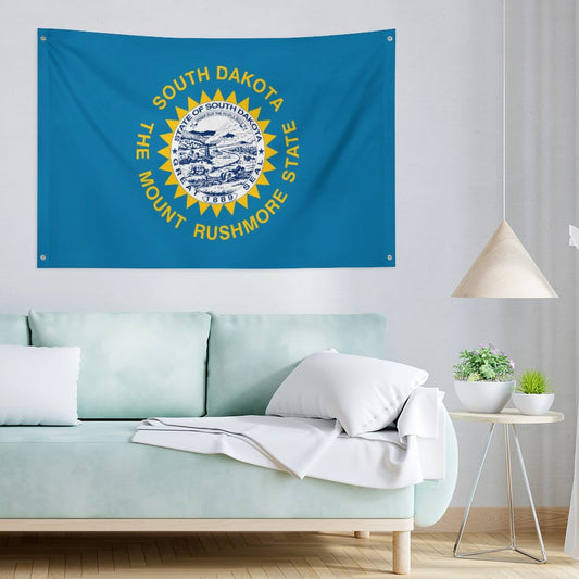 South Dakota Flag Inspired Wall Mount Flag with Four Grommets (35x59 in)