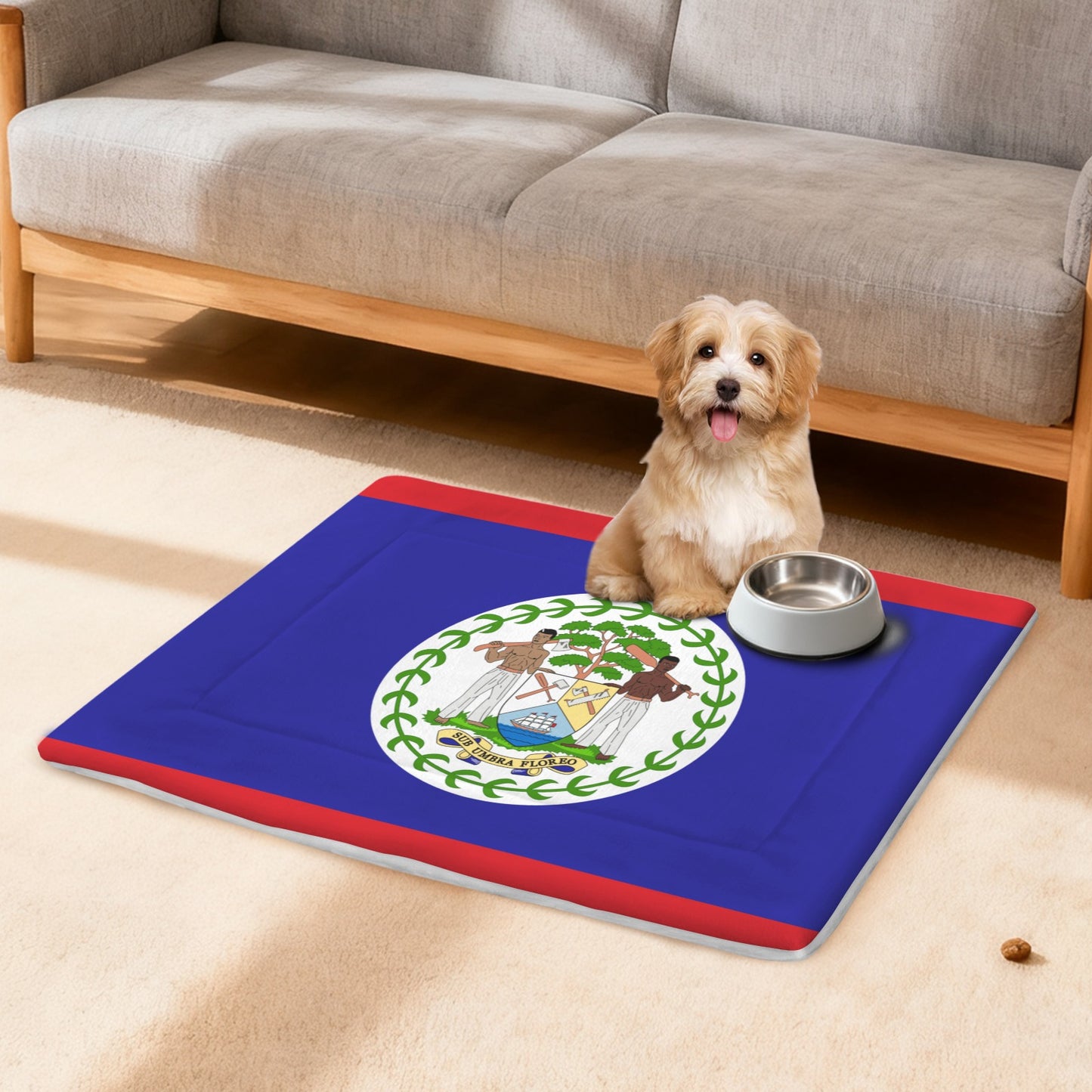 Belize Flag Inspired Pet Mat 25x18inch (Made in the USA)