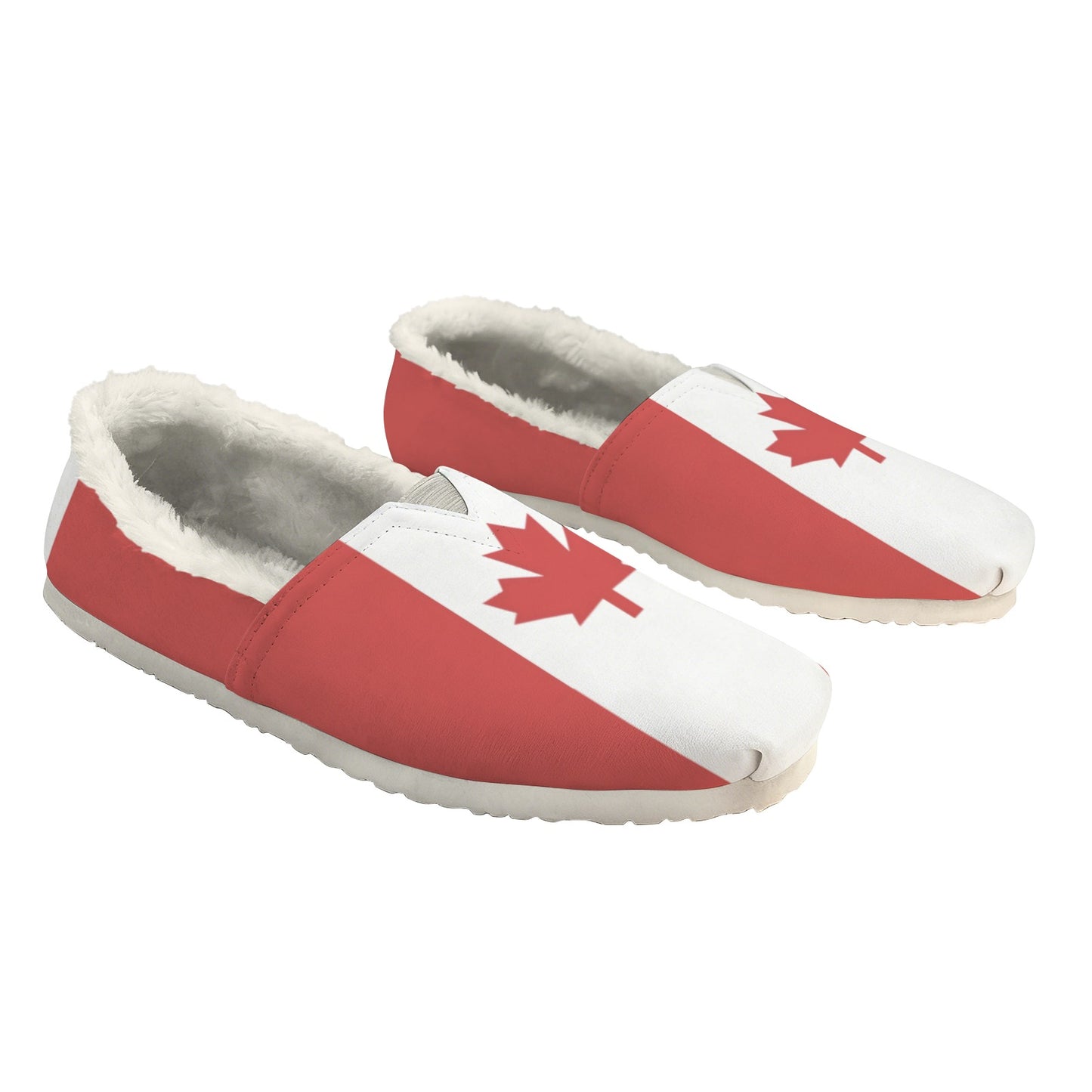 Canada Flag Inspired Women's Fleece-Lined Canvas Slip-On