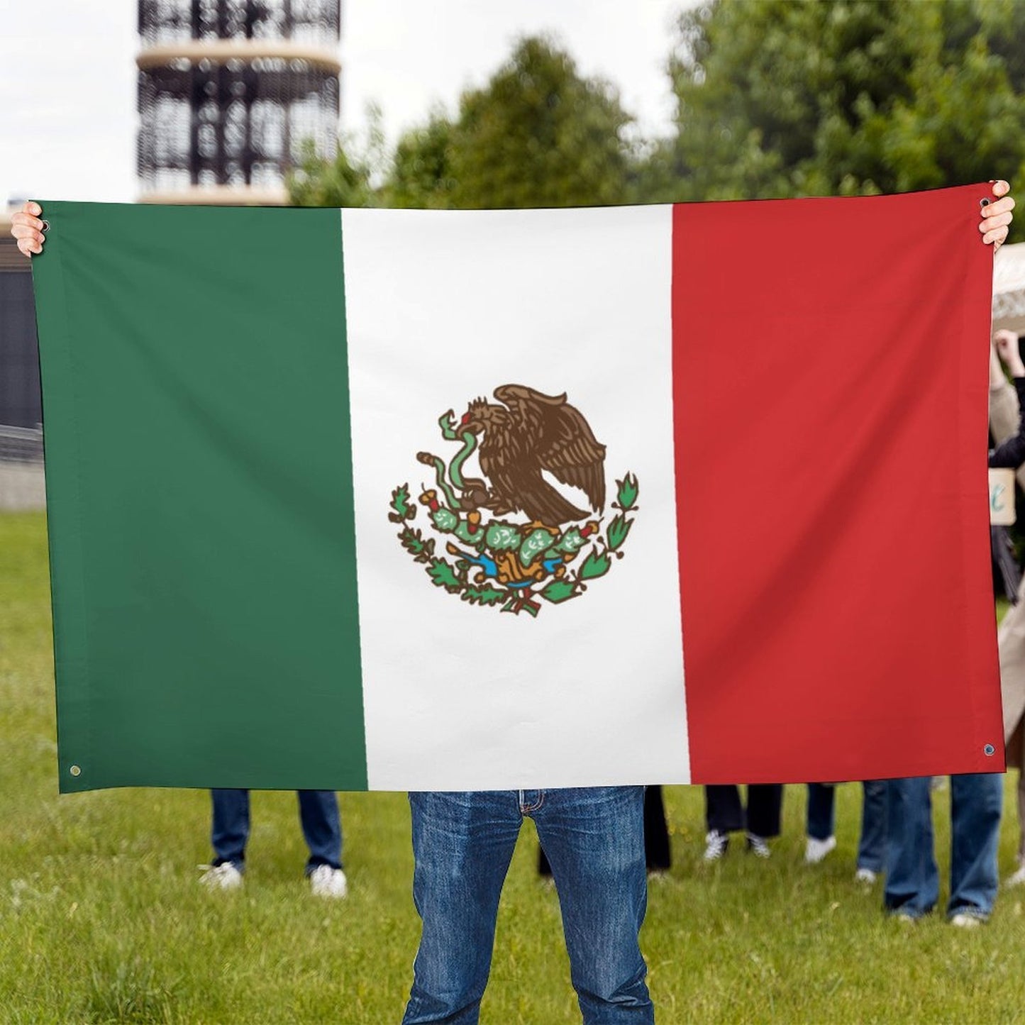 Mexico Flag Inspired Wall Mount Flag with Four Grommets (35x59 in)