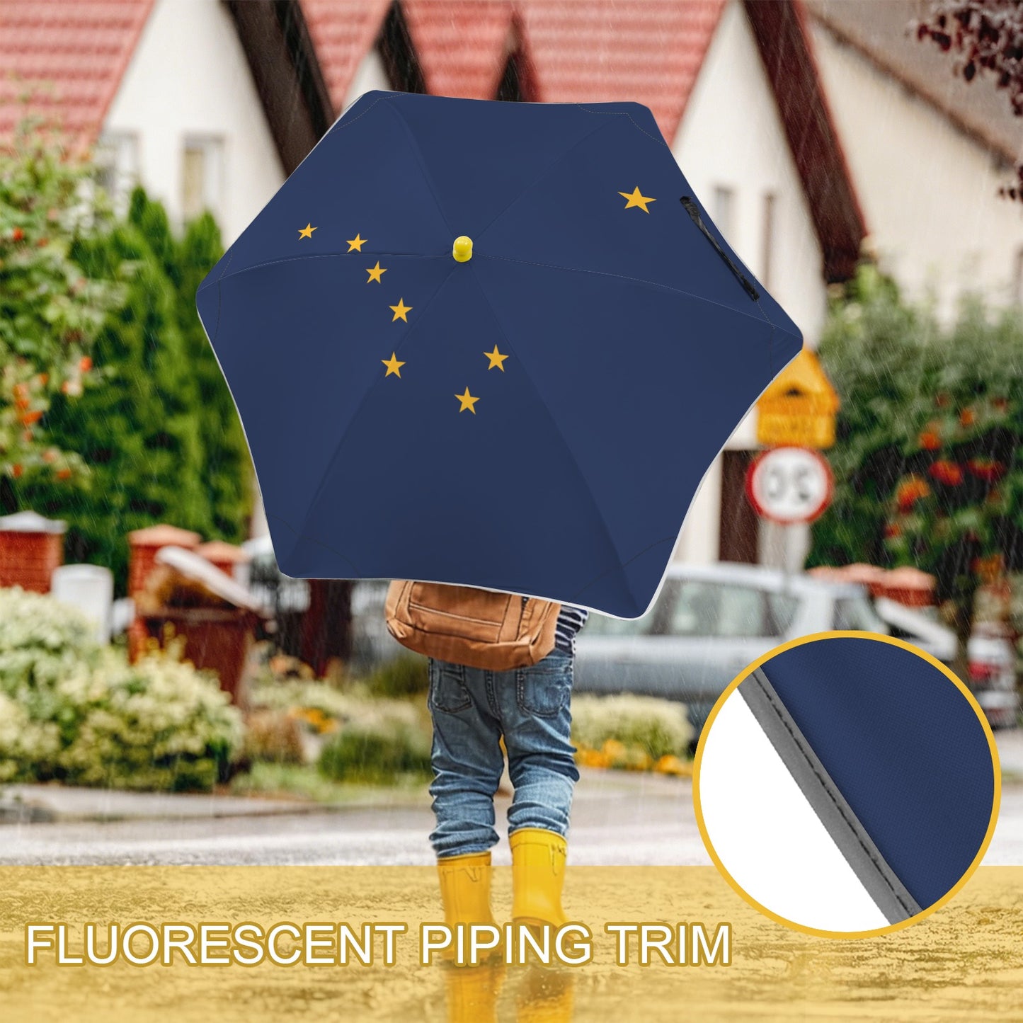 Alaska Flag Inspired Kids Safe Round Corner Umbrella