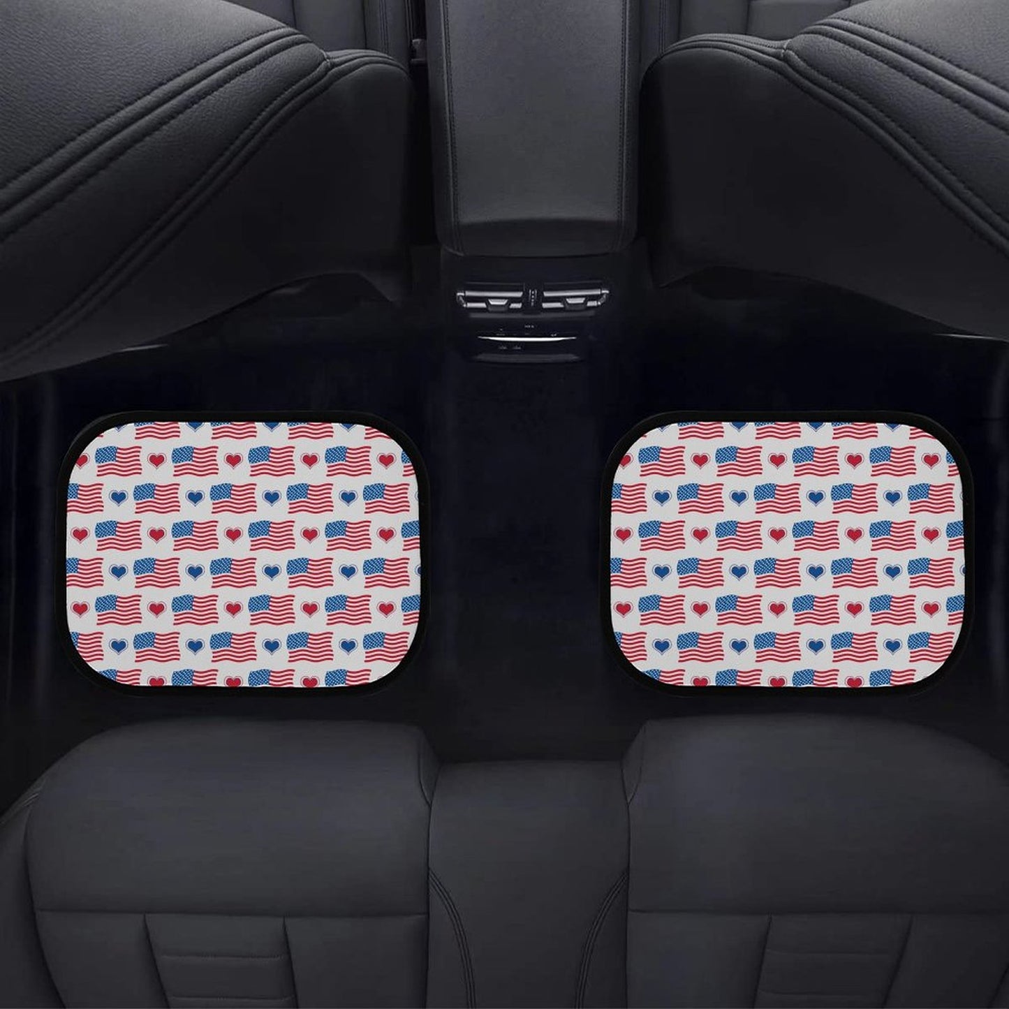 USA/American Flag Inspired Flag and Hearts Pattern Car Floor Mats(4pcs)