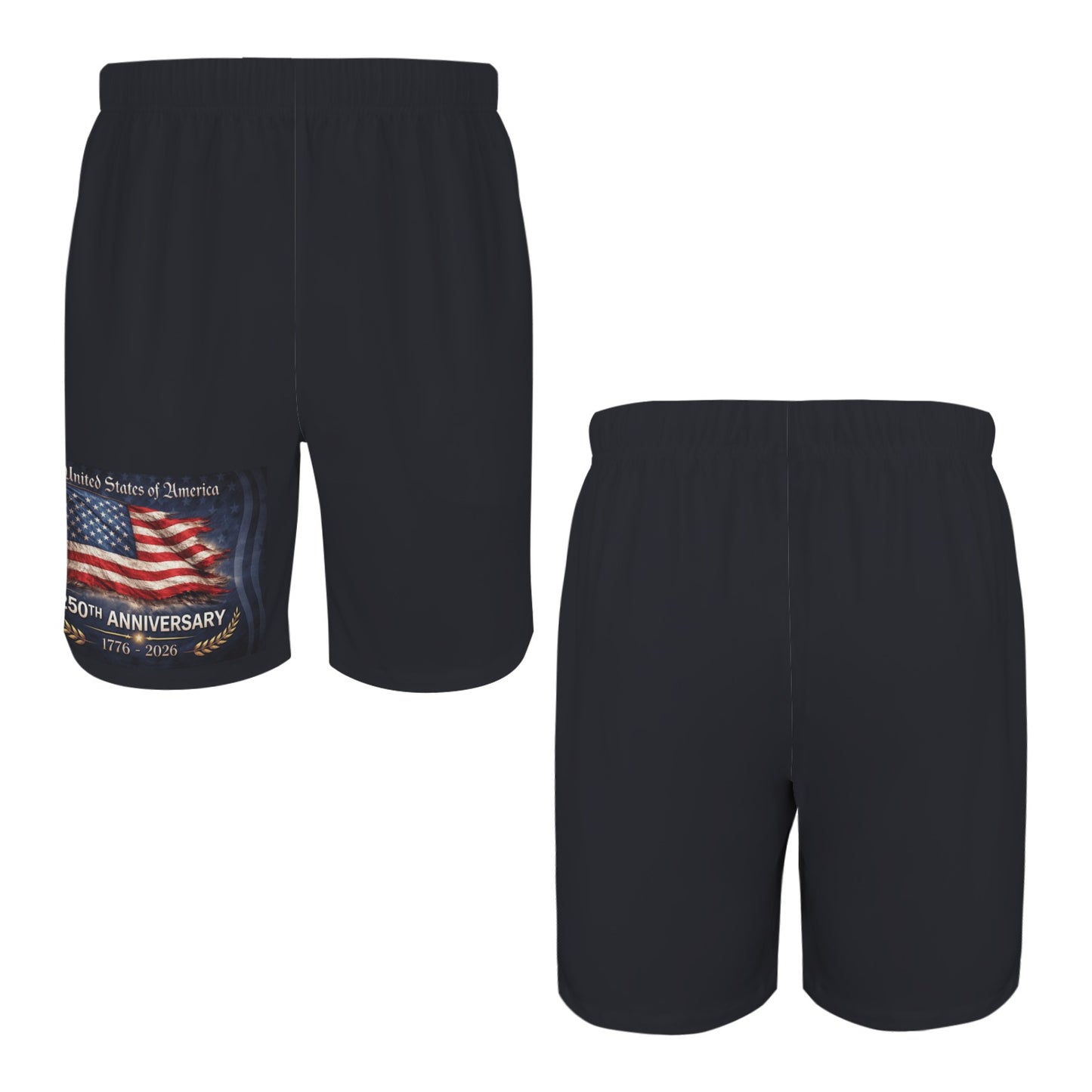 250 YEAR ANNIVERSARY USA/American Flag Inspired Men’s Draw String Pocket Beach Shorts Printed in the USA