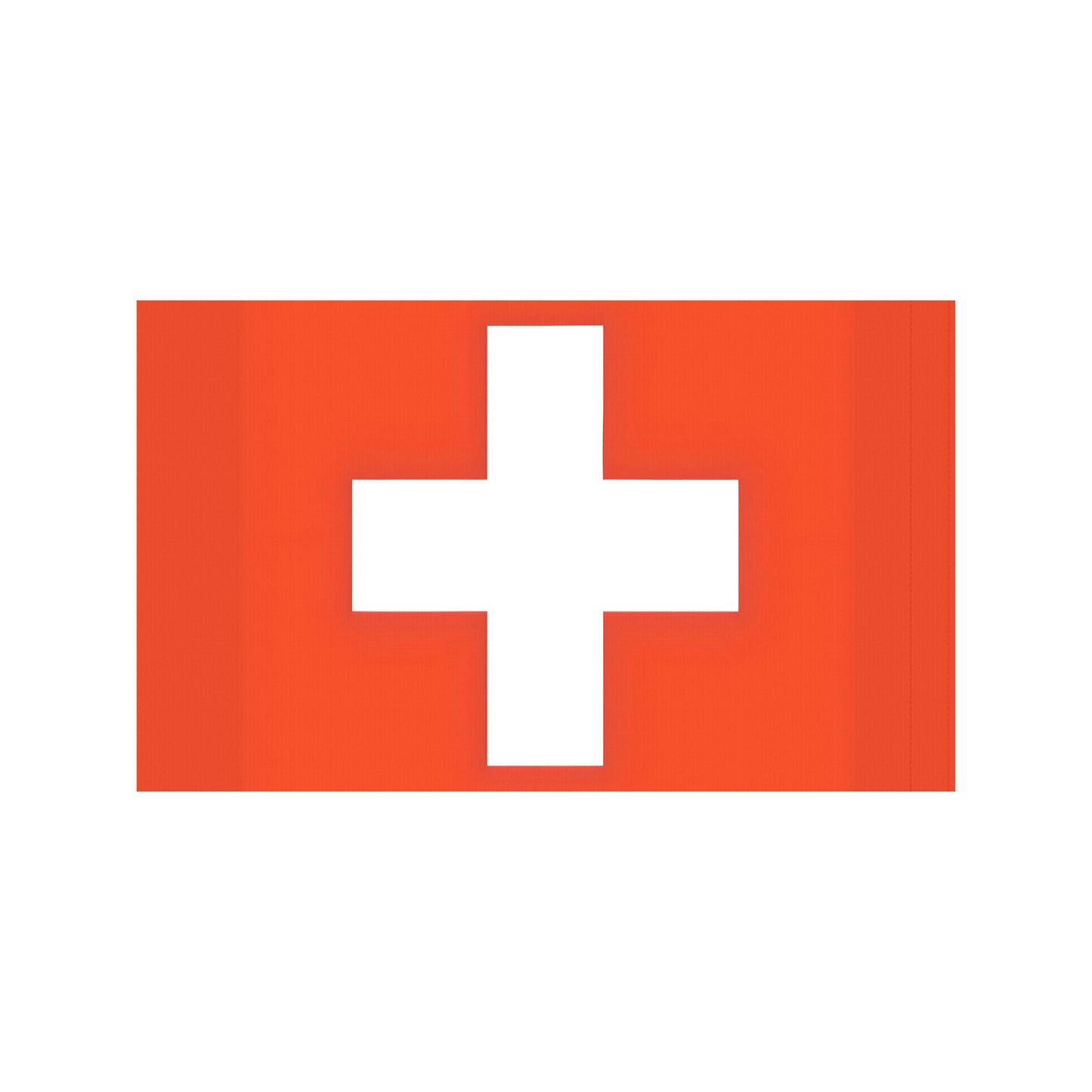 "Luv My Flag Swiss flag, red backdrop, white cross."