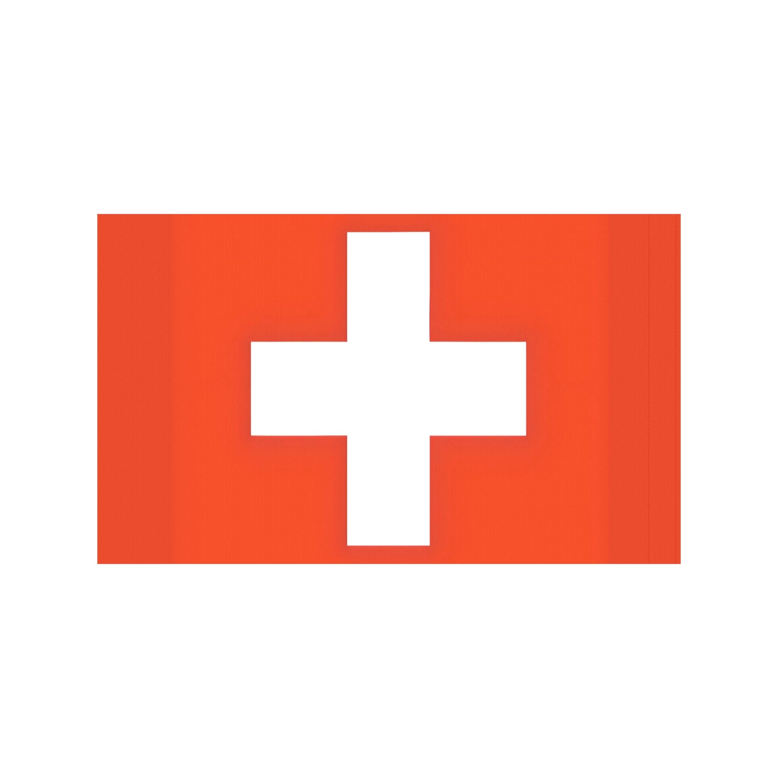 "Luv My Flag Swiss flag, red backdrop, white cross."