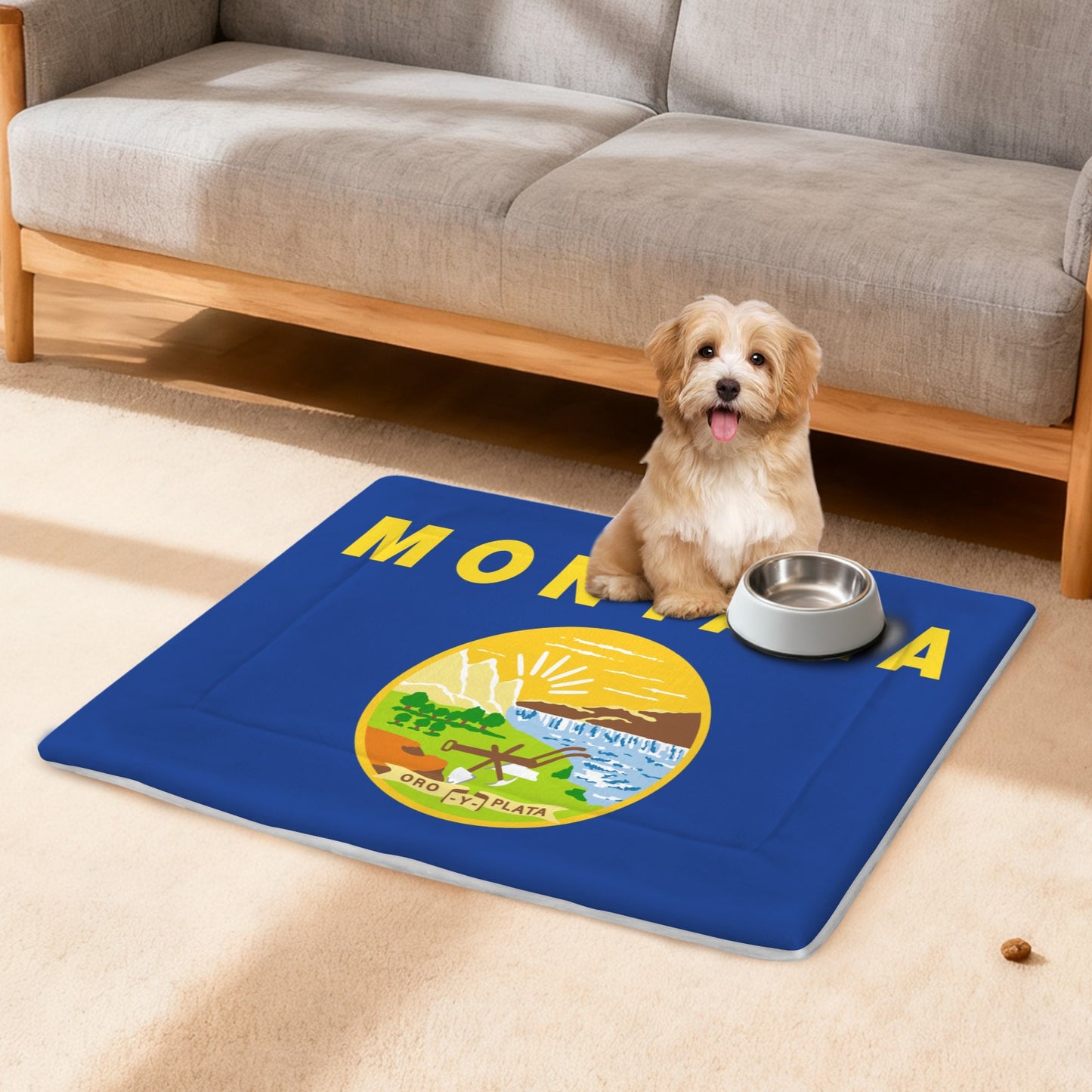 Montana Flag Inspired Pet Mat 25x18inch (Made in the USA)