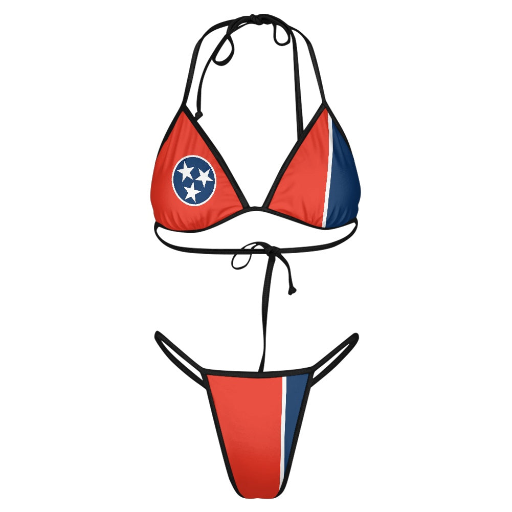 Tennessee Flag Inspired Women's Triangle Thong Bikini