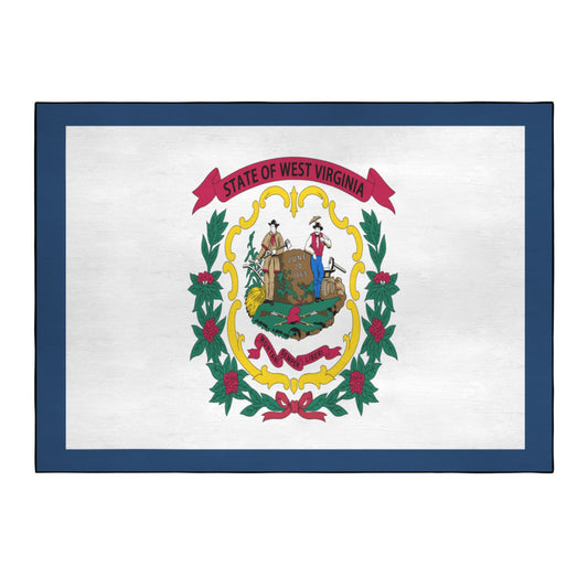 West Virginia Flag Inspired 84x60 Inch Area Rug with Black Binding (Made in the USA)