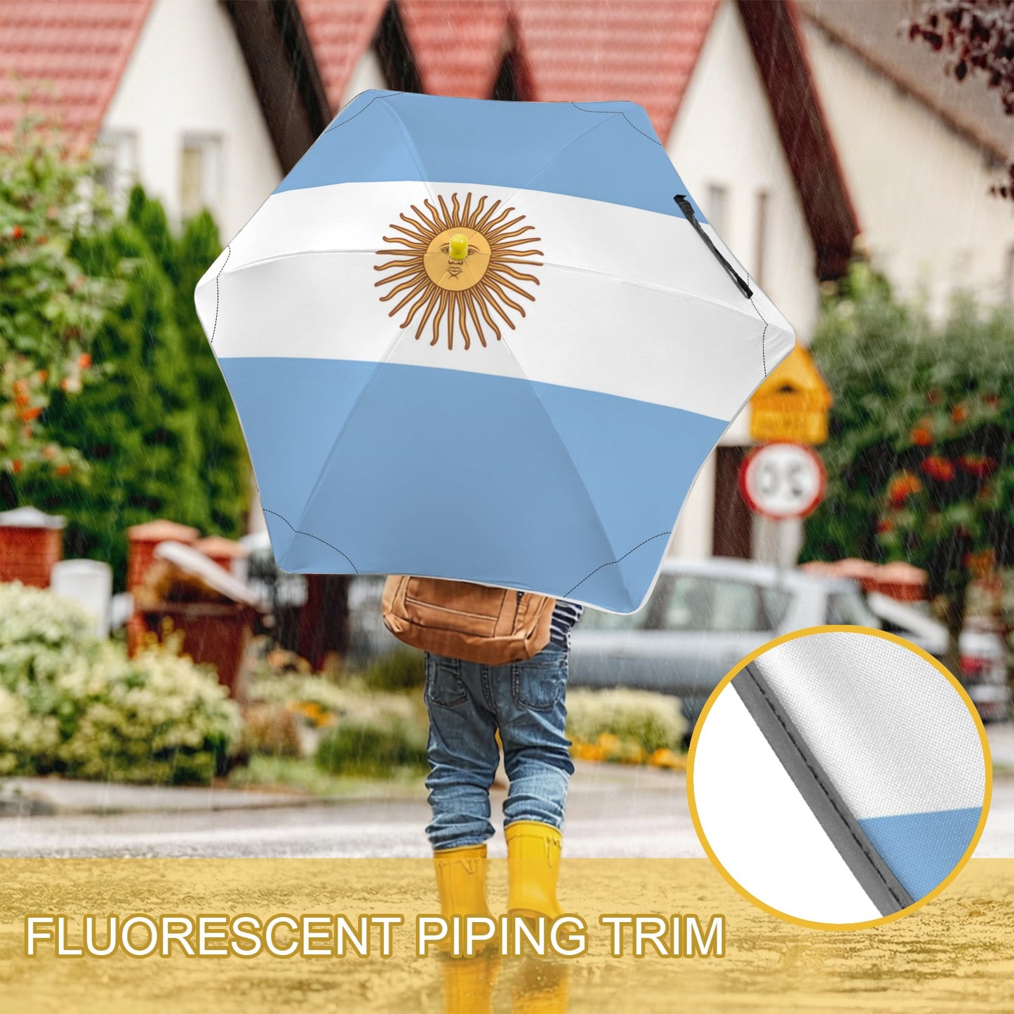 Argentina Flag Inspired Kids Safe Round Corner Umbrella