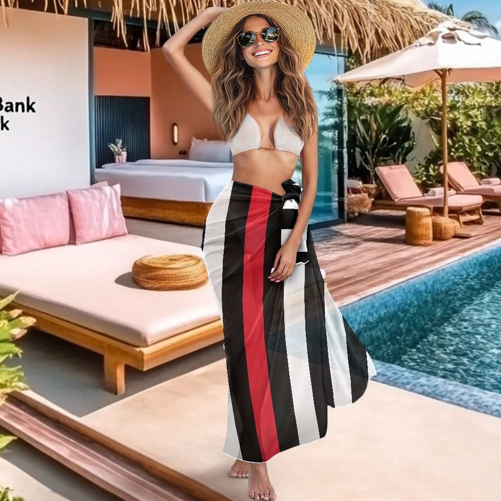 Thin Red Line Flag Inspired Bikini Cover-Up Style-1