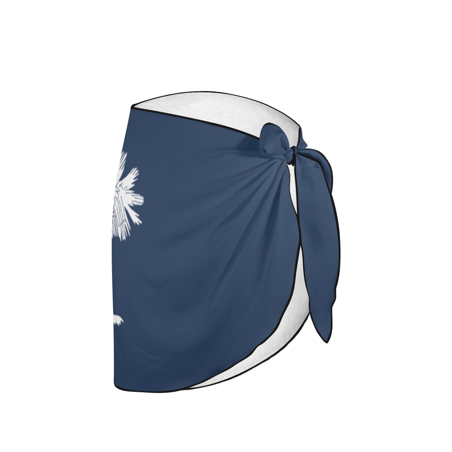 Blue wrap skirt with white print, by Luv My Flag.