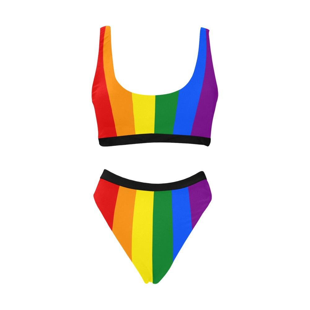 Rainbow Flag Inspired Custom Women‘s High Waist Bikini Set