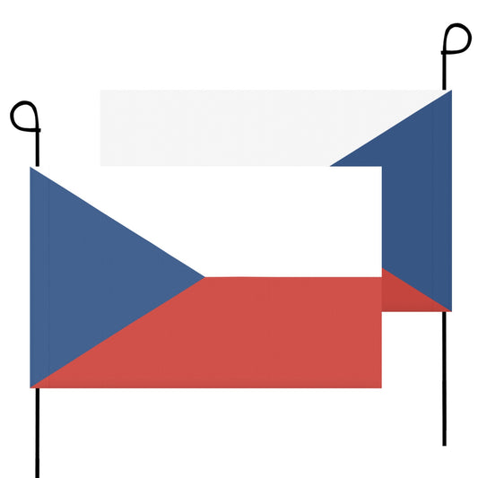 Luv My Flag's Czech flags with black garden poles displayed.