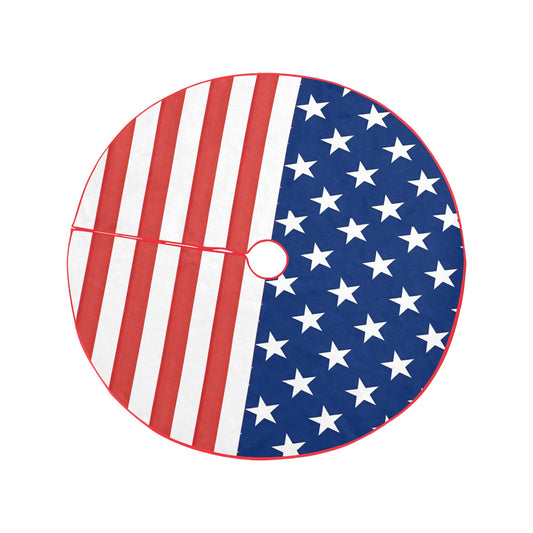 USA/America Flag Thick Christmas Tree Skirt 47" x 47"