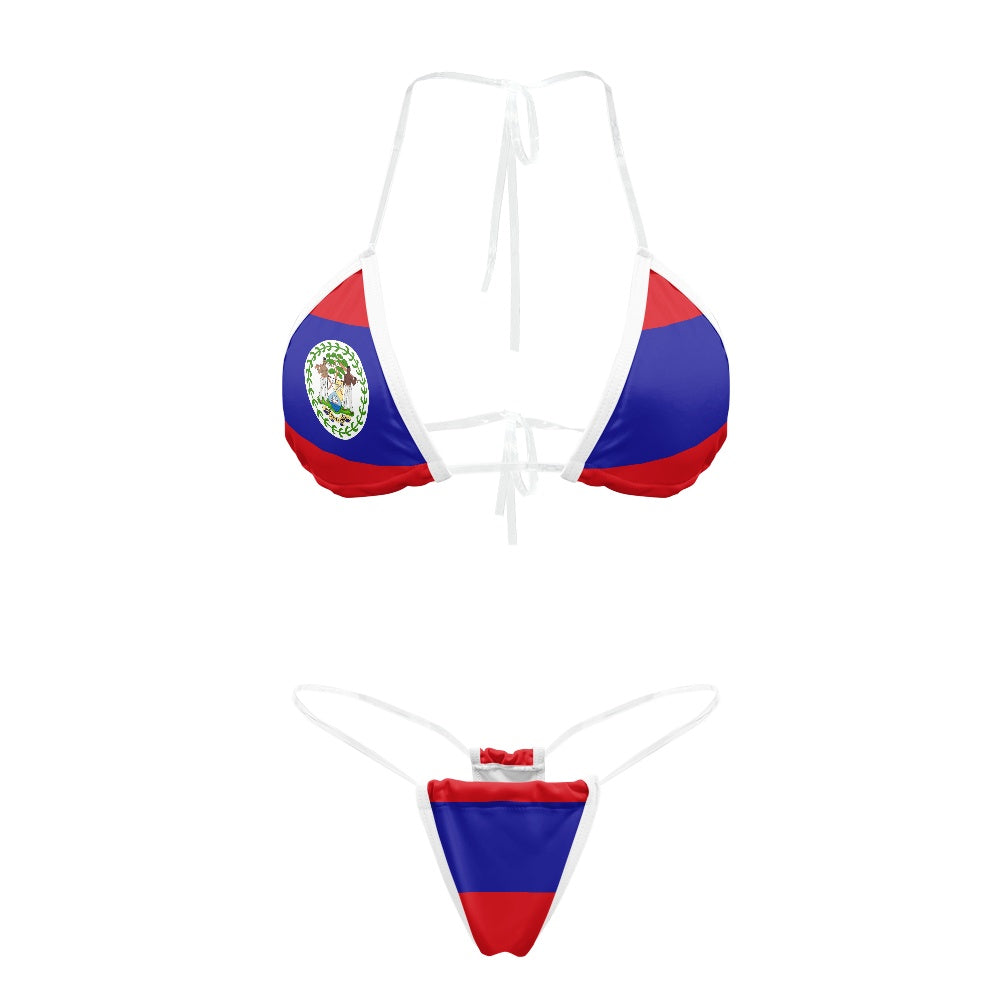 Belize Flag Inspired Transparent String Bikini