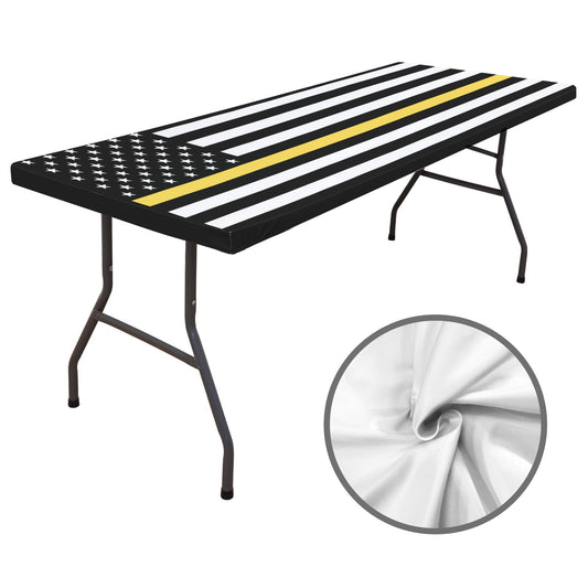 Thin Gold Line Flag Inspired Custom Elastic Fitted Tablecloth 72x30 inch (Made in the USA)
