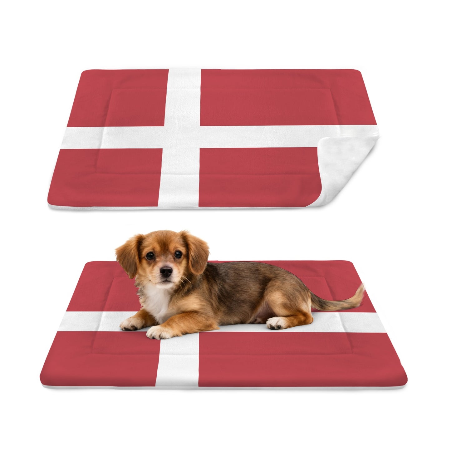 Denmark Flag Inspired Pet Mat 25x18inch (Made in the USA)