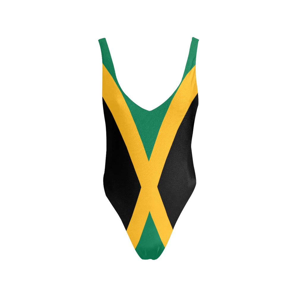 Jamaica Flag Inspired Women’s Backless One-Piece Swimsuit