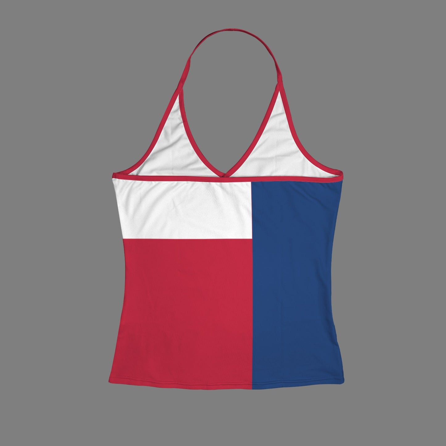 Texas Flag Inspired V-neck Halter Open Back Tank Top