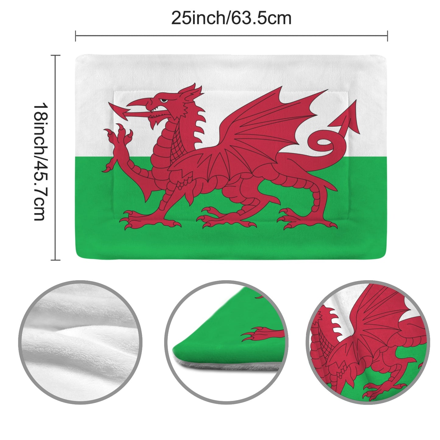 Wales Flag Inspired Pet Mat 25x18inch (Made in the USA)