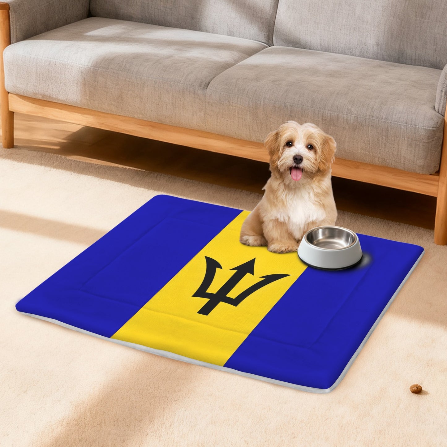 Barbados Flag Inspired Pet Mat 25x18inch (Made in the USA)