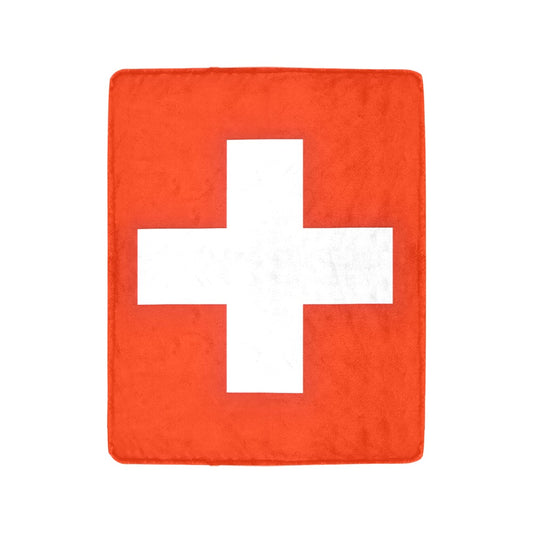 Red blanket with white cross by Luv My Flag.