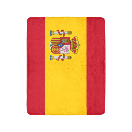 "Luv My Flag Spain blanket with vibrant, colorful design displayed."