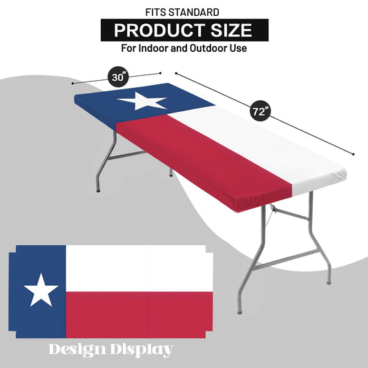 Texas Flag Inspired Custom Elastic Fitted Tablecloth 72x30 inch (Made in the the USA)