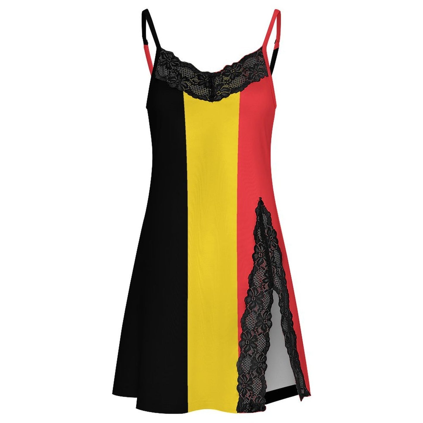 Germany Flag Inspired Women's Lace Slit Cami Pajama Dress