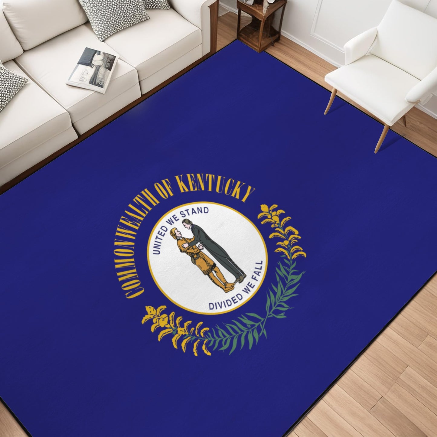 Kentucky Flag Inspired 84x60 Inch Area Rug with Black Binding (Made in the USA)