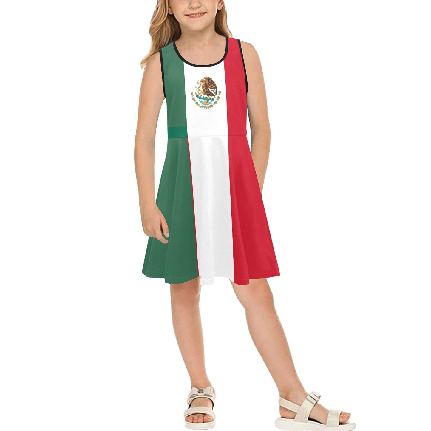 Mexico Flag Inspired Girls' Sleeveless Sundress| Ships from USA