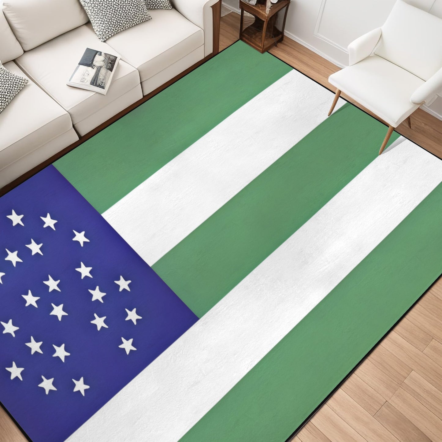NYPD Flag Inspired 84x60 Inch Area Rug with Black Binding (Made in the USA)