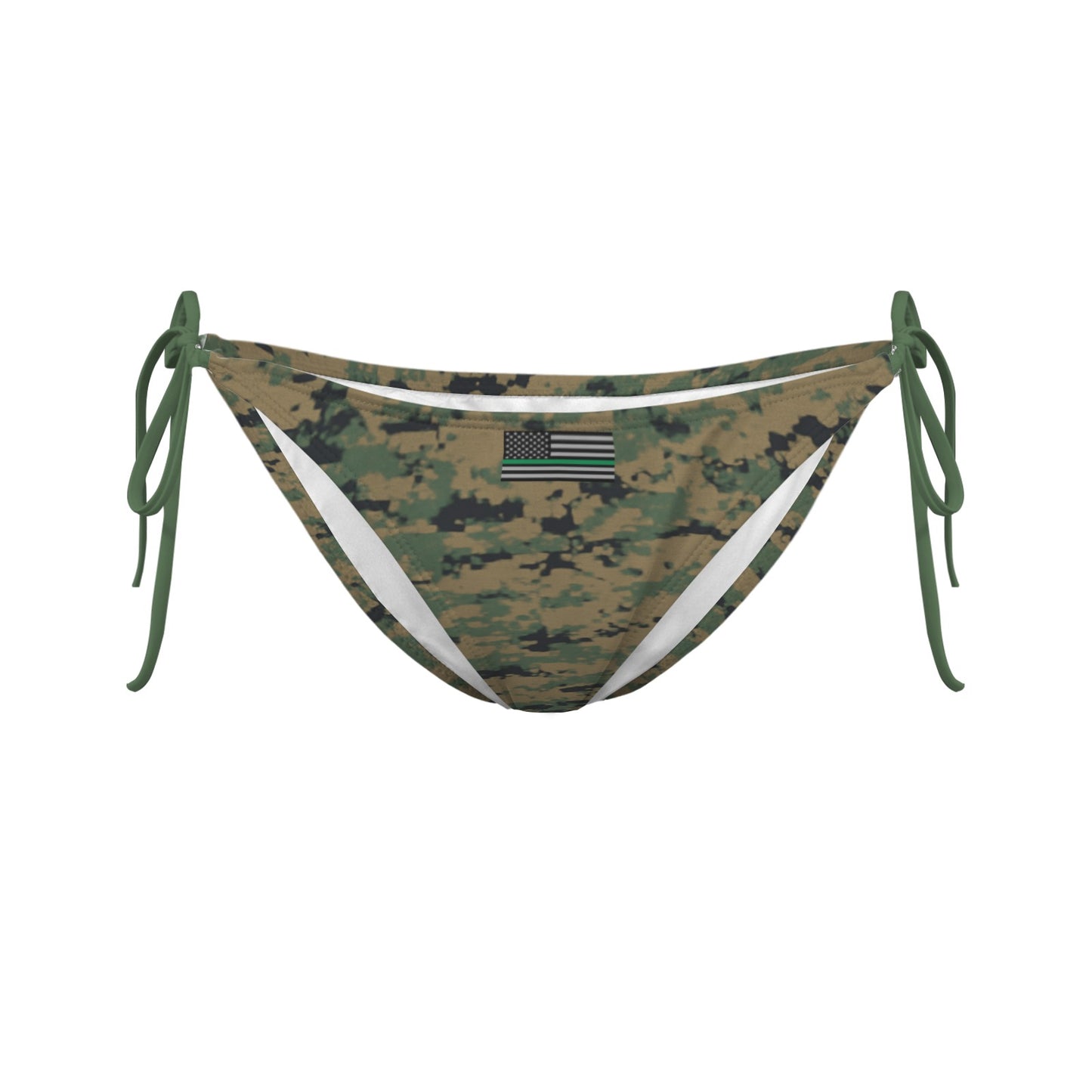 Thin Green Line Flag Inspired Digital Camo Sexy Halter Bikini Bottom
